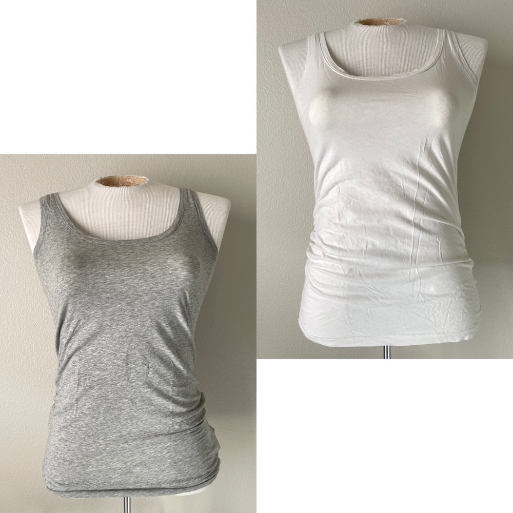 LOT OF 2 - GAP Maternity Scoop Neck Tank Tops - White/Gray